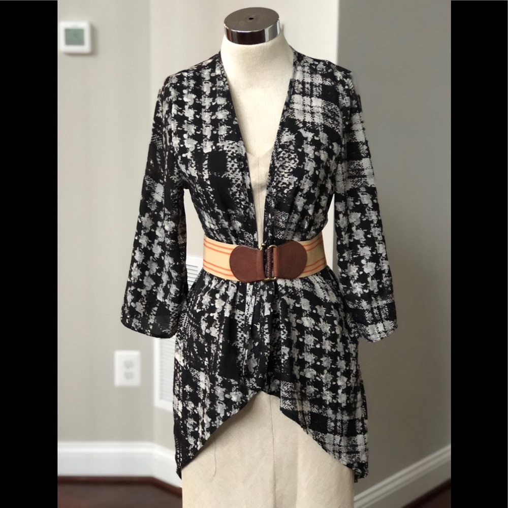 Sheer Poetry Abstract Hi Lo Kimono Coverup